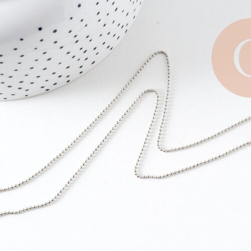 Collier collier chaine boule laiton platine facettes 1.2 mm/45cm, x1 (g5350)