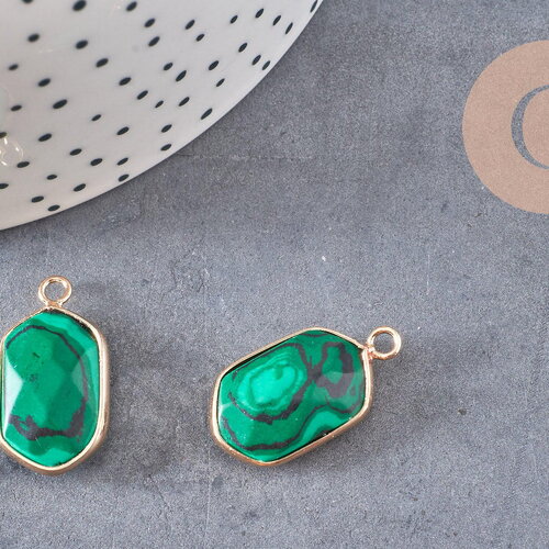 Pendentif hexagone malachite, pendentif bijoux,pendentif pierre,bijou pierre, malachite de synthèse,pendentif hexagone,24mm g5201