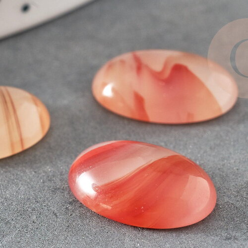 Cabochon ovale agate naturelle rouge orange 18x13mm, x1 (g1835)