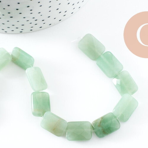 Perle rectangle aventurine naturelle, x1 fil de 21cm (g9711)