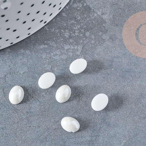 Cabochon ovale verre irisé blanc 8x6mm, x10 (g8893)