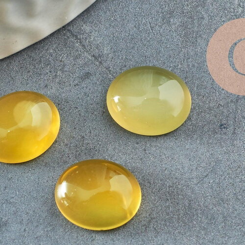 Cabochon ovale jade naturel teinté jaune 10x8mm, x1 (g9513)