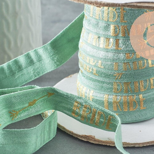 Ruban élastique vert or efjf 16mm, bracelet evjf,ruban mariage,fourniture créative, scrapbooking, x1 mètre (g8238)
