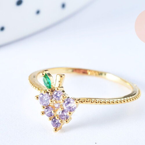 Bague fruit raisin laiton doré 16k zircons, x1 (g6579)