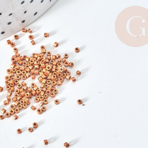 Perles tube cuivre métallisé mat 2mm, x1 sachet 8g (g7760)