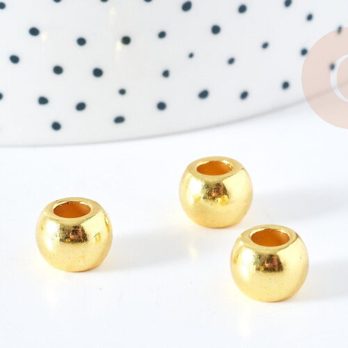 Perle intercalaire pony bead zamac doré 10mm, x20 (g8535)