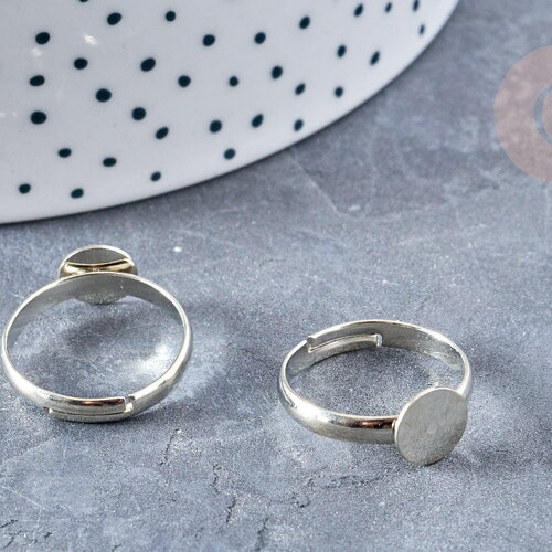 Supports bague reglable laiton couleur acier 17mm plateau 8mm, x4 (g8615)
