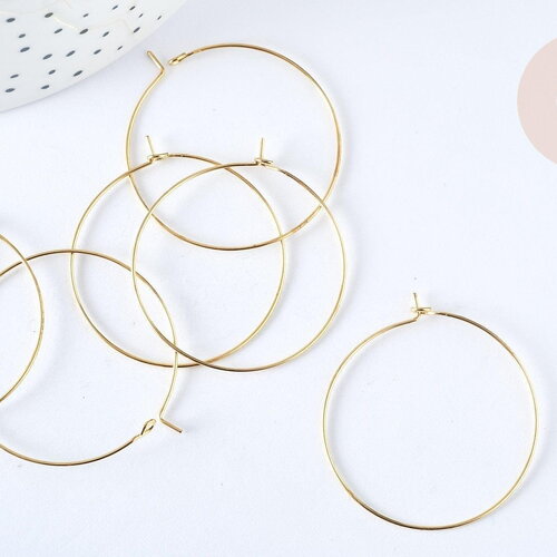 Anneaux créoles laiton doré clair 35mm,boucles oreilles, x20-50-100 (g7047)