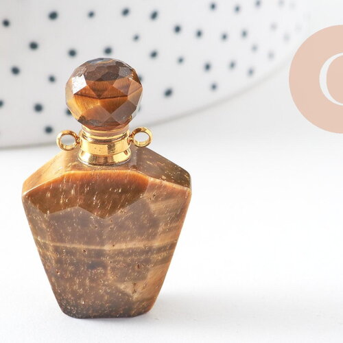 Pendentif bouteille parfum œil de tigre naturelle,pendentif pendentif collier,pendentif œil de tigre naturel,37mm, x1 (g5229)
