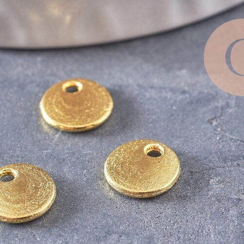 Pendentif médaille rondes doré, apprêt doré,sans nickel,petite médaille,médaille ronde,8mm, x 10 (g0682)