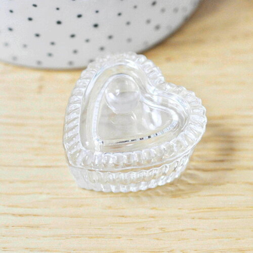 Boite à bijoux verre coeur 4.1cm, x1 (g4173)