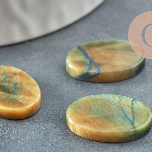 Cabochon ovale œil de tigre naturel marron ovale plat 13x18mm, x1 (g9969)