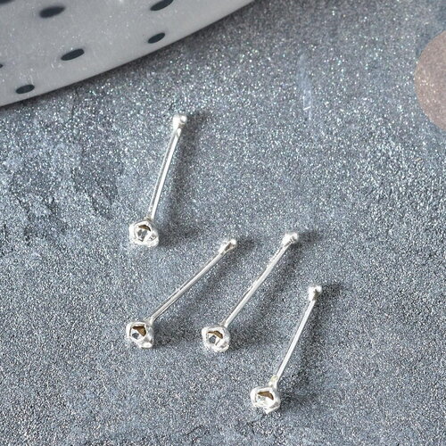 Piercing clou argent 925 massif strass avec boule d'arret 1.8mm, x1 (g7601)