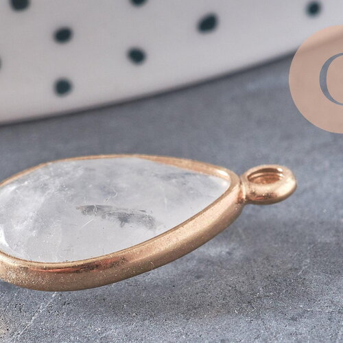 Pendentif goutte quartz, pendentif bijoux, pendentif quartz,pendentif pierre,quartz naturel, cristal de roche,23mm, x1 g0844