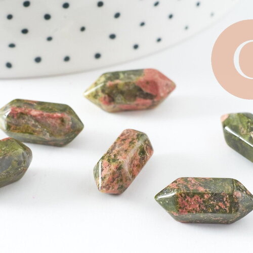 Pointe unakite naturelle non percée 18mm, x1 g9718