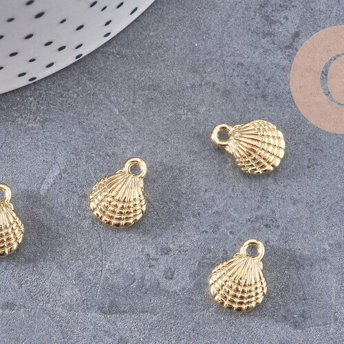 Pendentif coquillage zamac doré 14k 13.5mm, x5 (g5798)