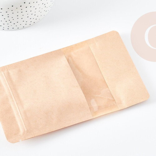 Pochette zippée papier kraft avec fenêtre 110x185mm, x10 ou x20 (g9109)