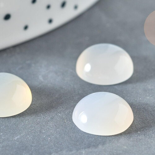 Cabochon rond agate blanche naturelle 12mm, x1 (g7375)