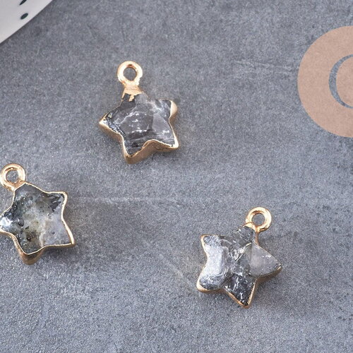 Pendentif étoile labradorite naturelle facettes 17mm, x1 (g3944)