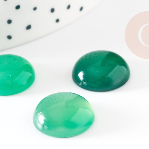 Cabochon rond agate naturelle verte 16mm, x1 (g1861)