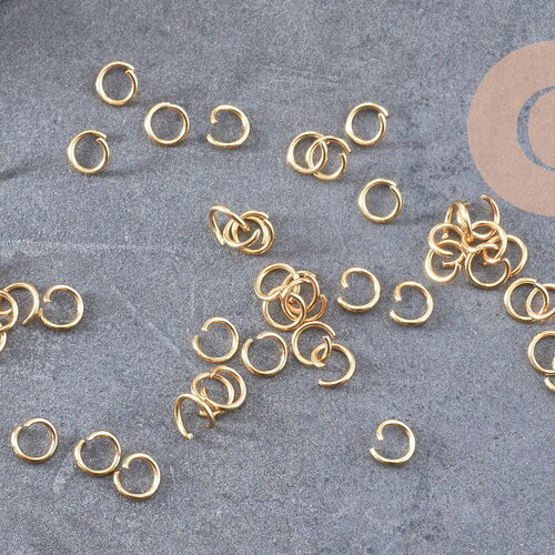 Anneaux ronds acier 304 inoxydable doré 5mmx0.7mm, x10 ou x50 (g3239)