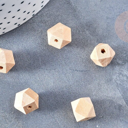 Perle hexagone bois 11mm, x5 (g6057)