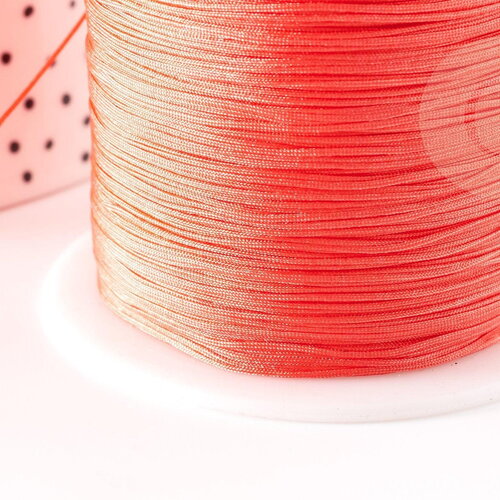Cordon fil de jade rouge clair polyester 0.5mm, cordon pour création de bijoux x1 mètre g9339