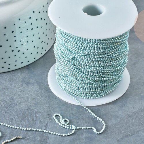 Chaine boules facettées turquoise laiton doré 1.5mm, x5 mètres (g7833)