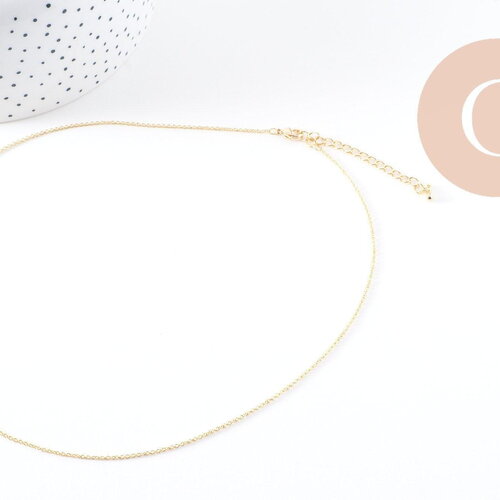 Collier chaine complète forçat avec fermoir dorée or 16k 2mm/80cm, x1 (g1123)
