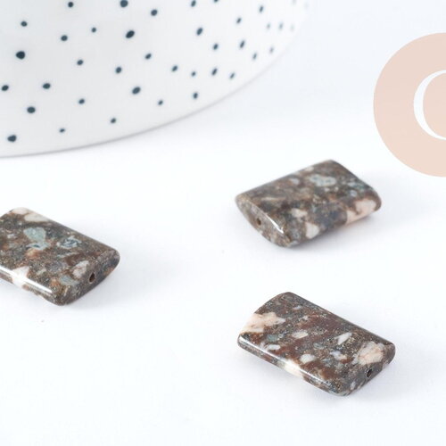 Perle rectangle lakelandite marron naturelle 20x15mm, x5 (g8271)