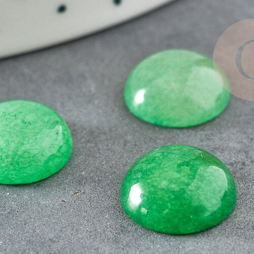 Cabochon rond jade naturel vert 12mm, x1 (g2632)