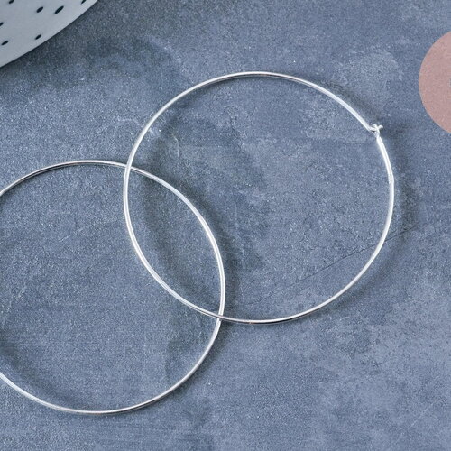 Boucles créoles fine argent massif 925 40mm, x2 (g8861)