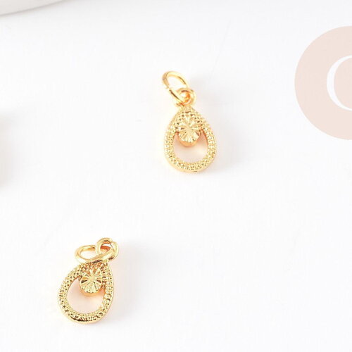 Pendentif goutte zamac doré,fournitures créatives, sans nickel,perle géométrique,10mm, x5 g5459
