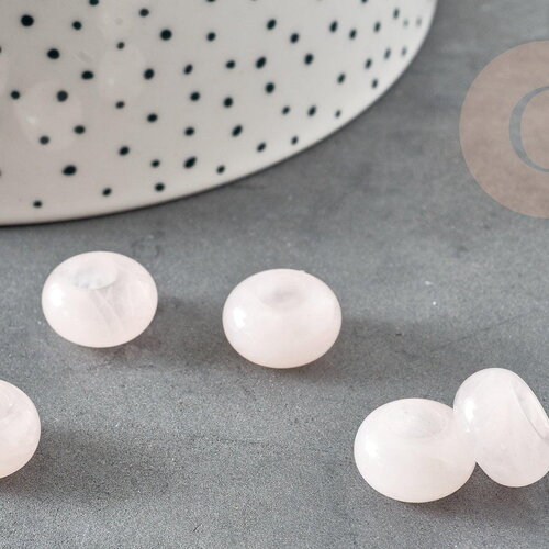 Perle rondelle donut quartz rose naturel 14mm, rondelle pierre pour création bijoux x2 (g9214)