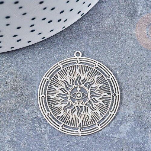 Pendentif estampe filigrane rond soleil acier 201 inoxydable argenté 32.5x30mm, pendentif très léger pour boucles et colliers x2 (g4110)