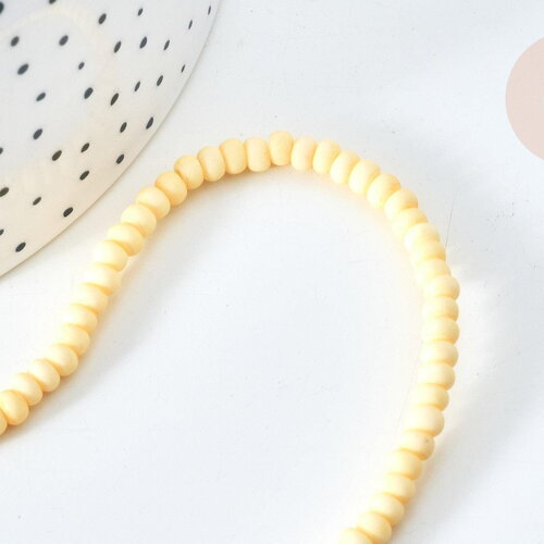 Perles porcelaine abacus jaune pastel 4x3mm, fil de 38cm, x1 (g7809)