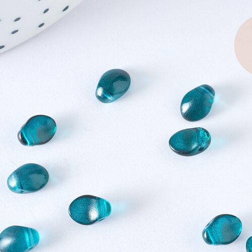 Perle goutte verre vert foncé 8,5mm, perle cristal création bijoux, x 10 g7230