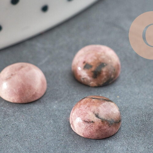 Cabochon rond rhodochrosite naturelle 8mm, x1 (g8655)