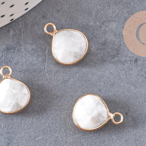 Pendentif goutte howlite blanche, fournitures créatives,pendentif bijoux,pendentif pierre,howlite naturelle,pendentif howlite,18mm-(g0978)