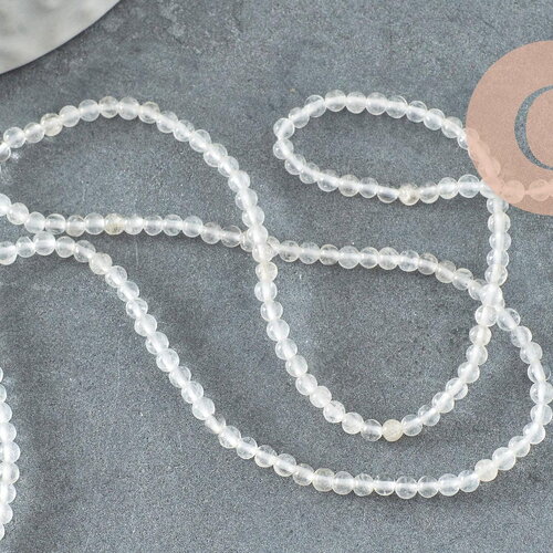 Perle jade blanche, fourniture créative, jade naturelle,jade,2mm,fil de 40 cm, x1 (g3101)