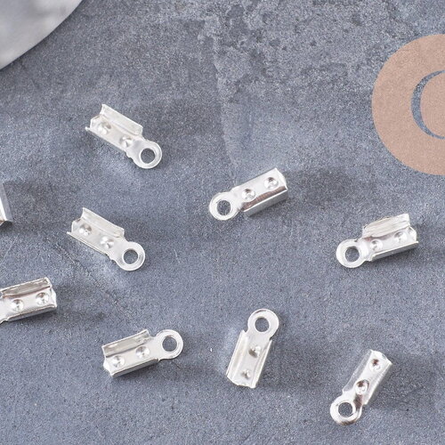 Embouts corde argenté pincer 10mm, x50 (4.6g) (g1400)