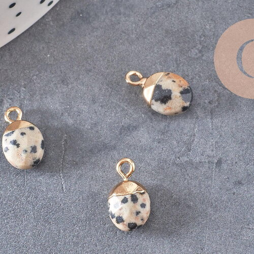 Pendentif goutte jaspe dalmatien,pendentif pierre, bijou pierre,pendentif pierre,jaspe naturel,pendentif jaspe,14mm,x 2-(g0151)