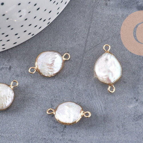 Pendentif perle naturelle keshi fer doré 20mm, x1 (g1110)