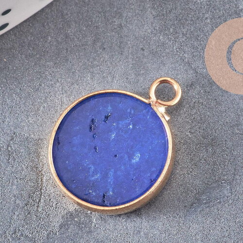 Pendentif rond jade bleu, naturel,pendentif rond,20.5mm, x1 g2173