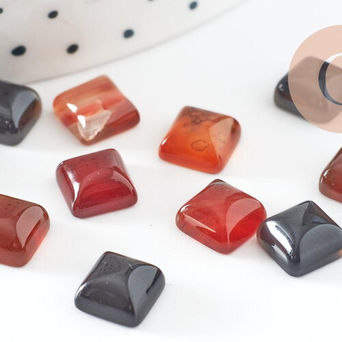Cabochon carré agate naturelle 8x8mm, x1 (g2889)