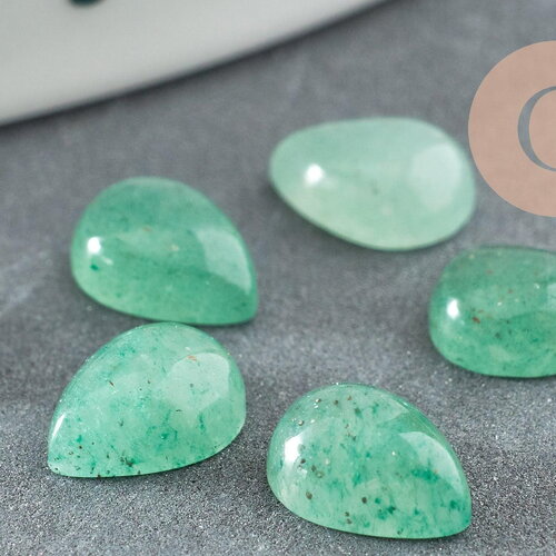 Cabochon goutte aventurine verte naturelle 8x6mm, x1 (g2273)