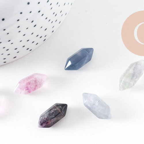 Pointe double fluorite naturelle non percée 18mm, x1 (g5622)