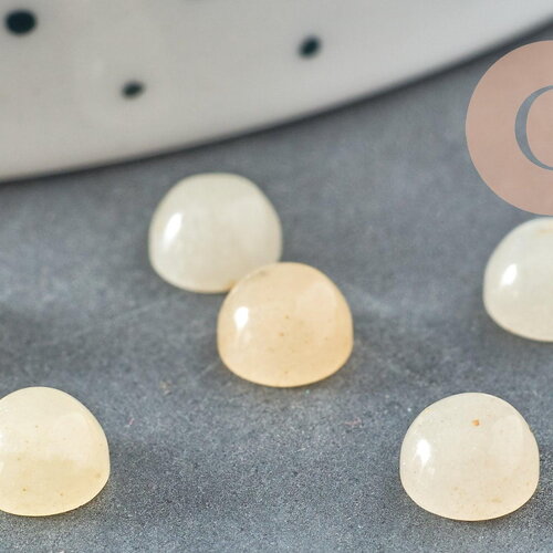 Cabochon rond jade naturel jaune 6mm, x1 (g1391)