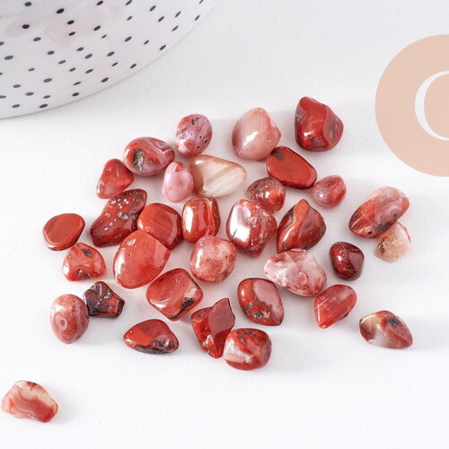 Sable pierre agate rouge naturelle brute roulée 6-16mm non percé, x20gr (g0399)