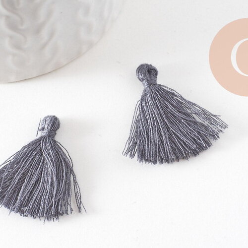 Pompon gris foncé coton,décoration pompon,accessoire coton, coton gris,25-31mm, x5 g1668